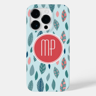 Monogram Girly Whimsical Leaves Pattern Case-Mate iPhone 14 Pro Hoesje