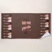 Monogram gitaarpatroon roestbruin strandlaken (Voorkant)