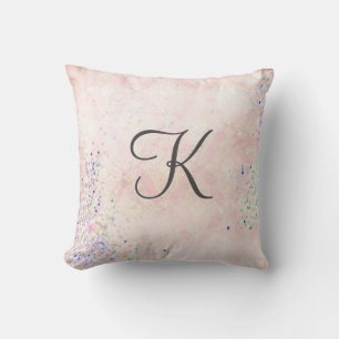 Monogram Glam Chic Roze Grijs Glans Elegant Kussen