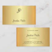 Monogram Glamour Faux Gold Professioneel Elegant Visitekaartje (Voorkant / Achterkant)