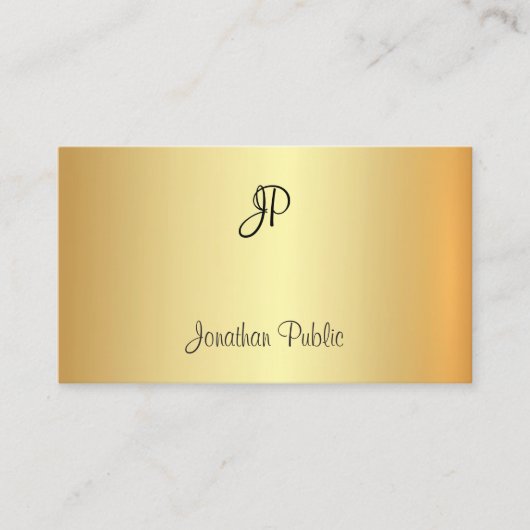 Monogram Glamour Faux Gold Professioneel Elegant Visitekaartje (Voorkant)