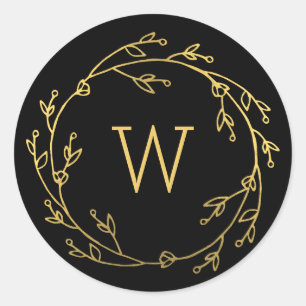 Monogram glanzend krans geschenk Label Sticker