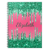 Monogram Glitter drukt roze groene rendy glam af Notitieboek (Voorkant)