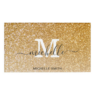 Monogram Glitter Gold Elegant Feminine Naambadge