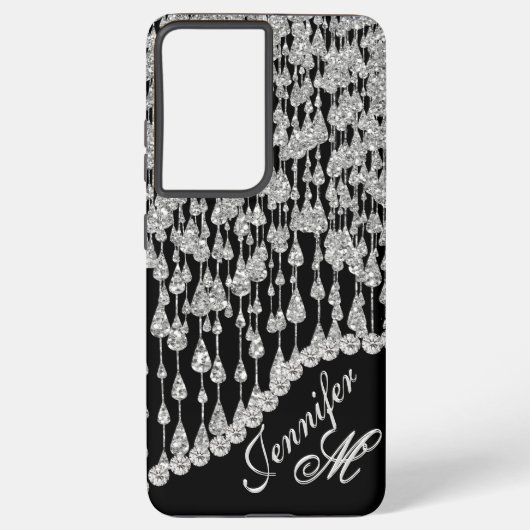 Monogram Glitter Icicles Glam Samsung Galaxy Hoesje (Achterkant)