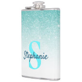 Monogram Glitter Ombre Aqua Blue Girly Heupfles (Links)