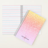 Monogram Glitter Rainbow Glitter Feminine Notitieboek (Binnen)