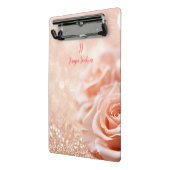 Monogram Glitter Roos Gouden Achtergrond en Roos Mini Klembord (Angled2)