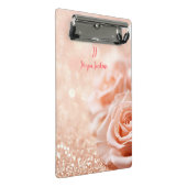 Monogram Glitter Roos Gouden Achtergrond en Roos Mini Klembord (Schuin)