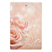 Monogram Glitter Roos Gouden Achtergrond en Roos Mini Klembord (Achterkant)