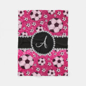 Monogram glitter roos roze voetballen fleece deken (Voorkant)