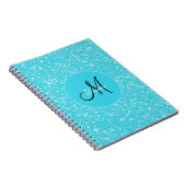 Monogram Glitter Sparkle Blauwgroen White Girly El Notitieboek (Rechterzijde)