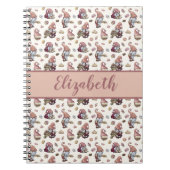 Monogram Gnomen Baking Cupcakes Donuts Pink Script Notitieboek (Voorkant)