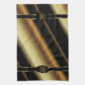 Monogram Gold Abstract Diagonal Stripes Theedoek (Verticaal)