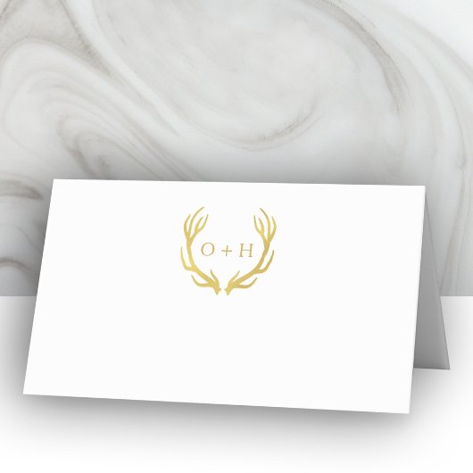 Monogram Gold Antlers | Weddenschap vouwkaarten