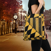 Monogram Gold Black Pattern Canvas tas