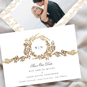 Monogram Gold Crest Classic Elegante trouwfoto Save The Date