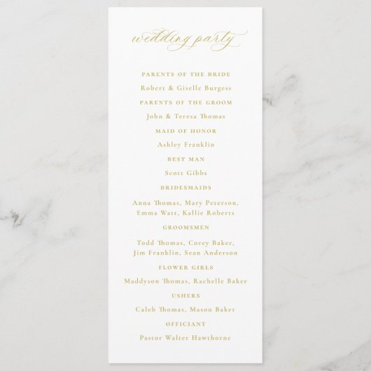 Monogram Gold Crest Wedding Programma (Achterkant)