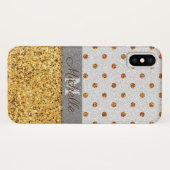 Monogram Gold Dots iPhone X Coque (Dos (Horizontal))