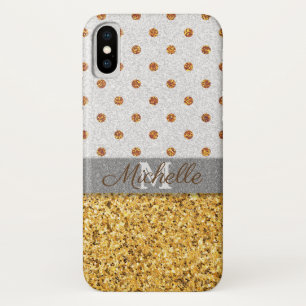 Monogram Gold Dots iPhone X Coque