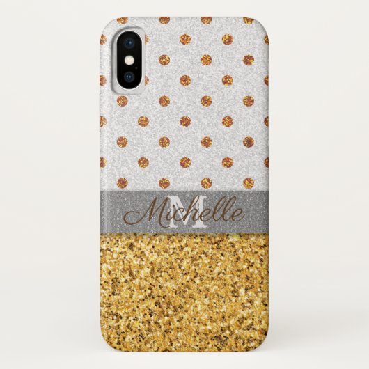 Monogram Gold Dots iPhone X Coque (Dos)