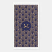Monogram Gold en Blue Art Deco Pattern Servet (Voorkant)