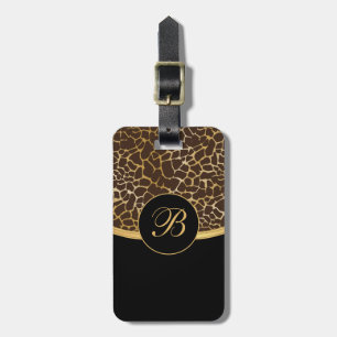 Monogram Gold en bruin dierlijk afdrukken Bagagelabel
