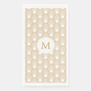 Monogram Gold en White Art Deco Pattern Servet