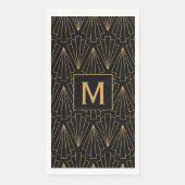 Monogram Gold en zwart art Deco Pattern Napkins Servet (Voorkant)