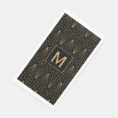 Monogram Gold en zwart art Deco Pattern Napkins Servet (Hoek)