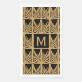 Monogram Gold en zwart art Deco Pattern Napkins Servet (Voorkant)
