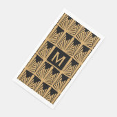 Monogram Gold en zwart art Deco Pattern Napkins Servet (Hoek)