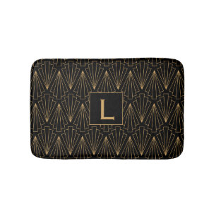 Monogram Gold en zwart Deco Patroon Badmat