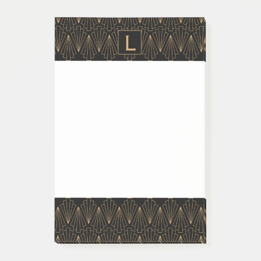 Monogram Gold en zwart Deco Patroon Post-it® Notes (Voorkant)