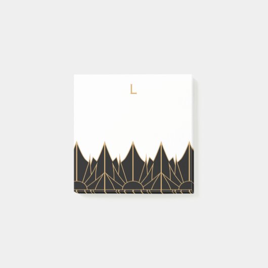 Monogram Gold en zwart Deco Patroon Post-it® Notes (Voorkant)