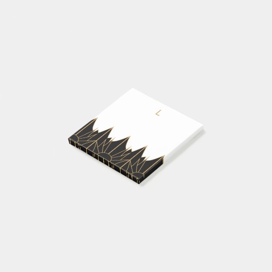 Monogram Gold en zwart Deco Patroon Post-it® Notes (Schuin)