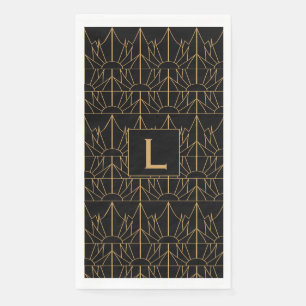 Monogram Gold en zwart Deco Patroon Servet