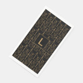 Monogram Gold en zwart Deco Patroon Servet (Hoek)