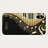 Monogram Gold- en zwarte muzieksleutels Case-Mate iPhone Case (Achterkant (horizontaal))