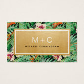 Monogram Gold Feuille Carte de visite Tropical (Devant)