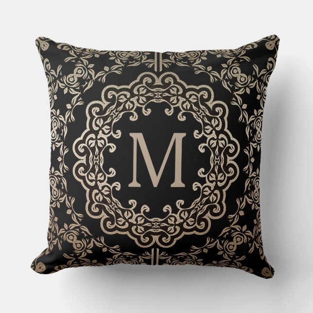 Monogram Gold Filigree Motif Sierkussen (Voorkant)