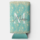 Monogram Gold Floral op groen Blauwgroen (Achterkant)