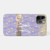 Monogram Gold Floral op Lavender Case-Mate iPhone Case (Achterkant (horizontaal))