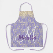 Monogram Gold Floral op Lavender Schort (Voorkant)