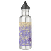 Monogram Gold Floral op Lavender Waterfles (Links)