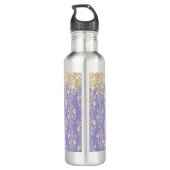 Monogram Gold Floral op Lavender Waterfles (Achterkant)