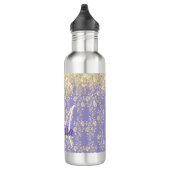 Monogram Gold Floral op Lavender Waterfles (Rechts)