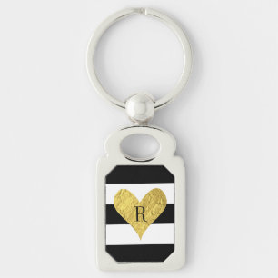 Monogram Gold Foil Heart Sleutelhanger