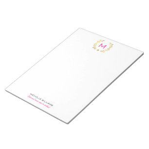 Monogram Gold Foil Laurel & Spade Notitieblok