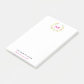 Monogram Gold Foil Laurel & Spade Post-it® Notes (Schuin)
